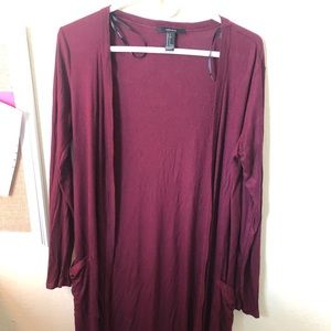 Maroon cardigan with pockets